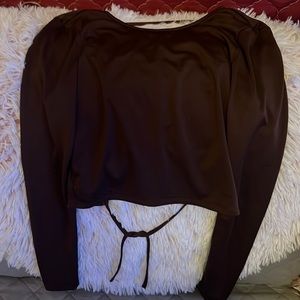 brown croptop with back open